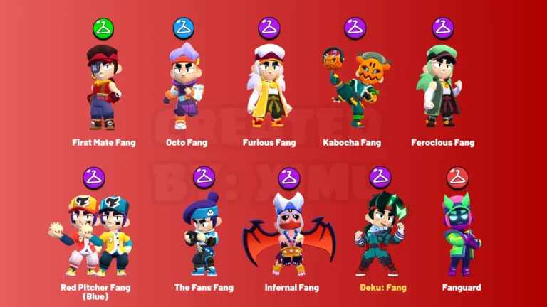 All Fang Skins from Brawl Stars